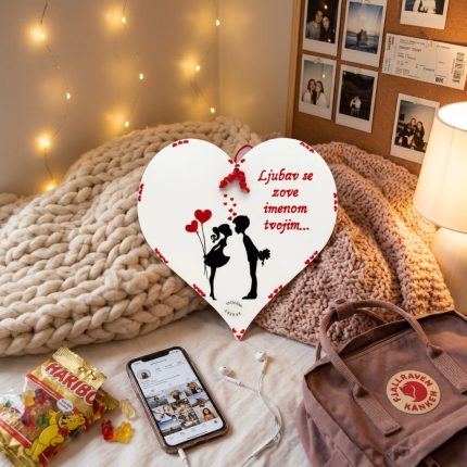 Drveno Srce s Rukom Pisanim Tekstom – Poklon za Vjenčanje, Godišnjicu Braka ili Valentinovo