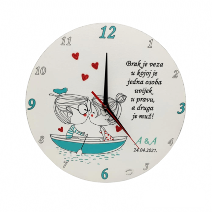 Personalizirani sat je poklon za godišnjicu braka . Sat je ručni rad, nosi rukom pisan i pomno odabran citat baš za osobu kojoj darujete