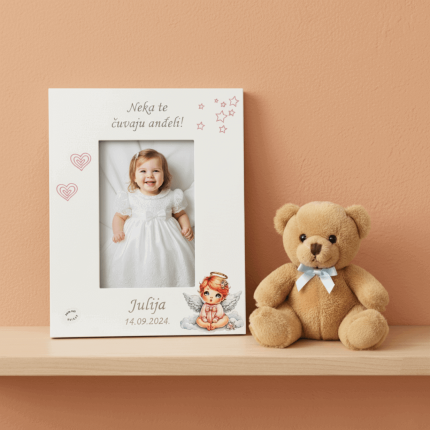 personalizirani okvir za fotografije za krštenje s rukom pisanim tekstom