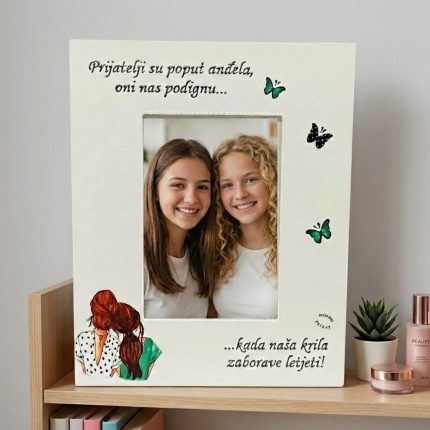Personalizirani okvir za fotografije s rukom pisanim tekstom – savršen poklon za prijatelje