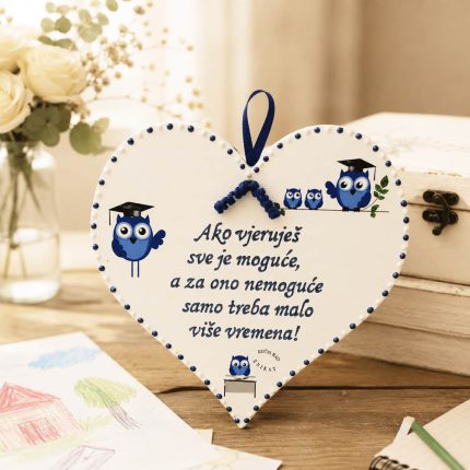Personalizirano drveno srce s porukom – poklon za učiteljicu i tetu u vrtiću