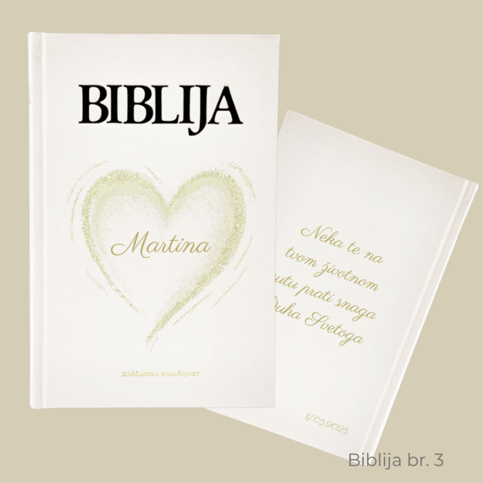 Ova Biblija nije samo knjiga, već cjeloživotna uspomena koja će obogatiti svaku posebnu prigodu – primanje sakramenta krizme, vjenčanje ili useljenje u novi dom.