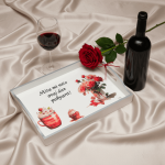 Personalizirani poslužavnik s motivom cvijeća i porukom “Ništa mi neće ovaj dan pokvariti”.