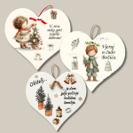 Božićna srca s raznim motivima i prigodnim tekstom