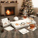 poslužavnik i podmetač za čaše s božićnim motivima