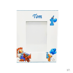 okvir za prvi rođendan s imenom Tom i plavim motivima