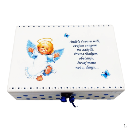 kutija uspomena s anđelom čuvarom za krštenje