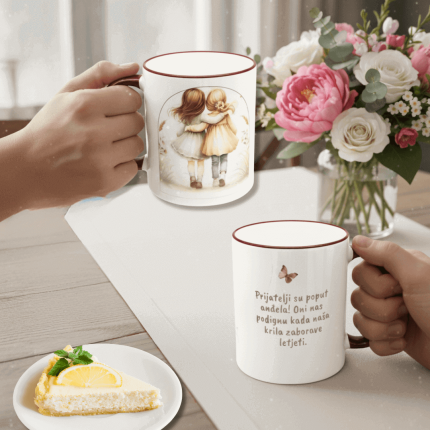 personalizirane šalice s ilustracijom prijateljica i porukom o prijateljstvu