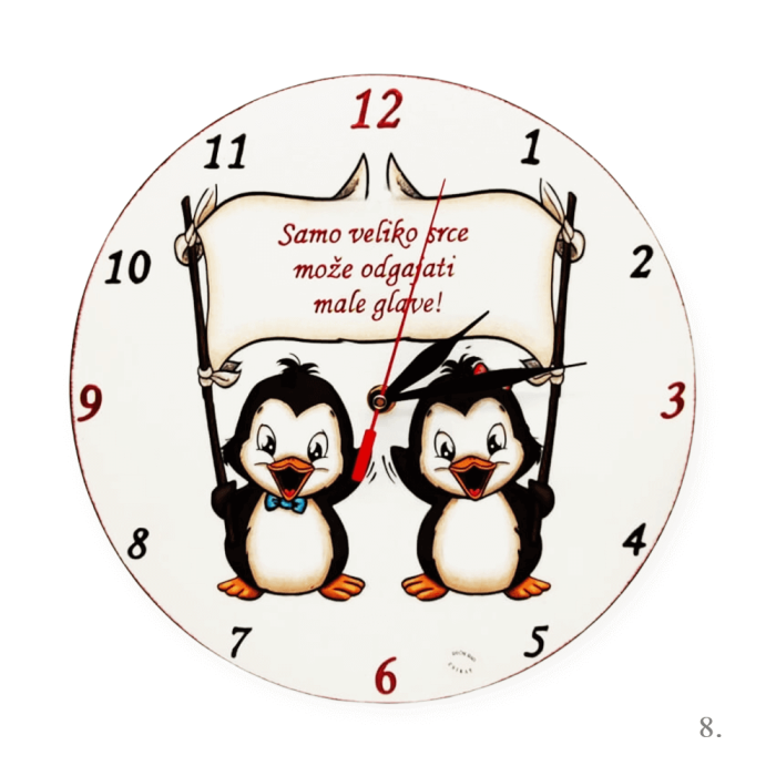 Zidni sat kao poklon za tete u vrtiću s personaliziranom porukom i motivima grupe djece