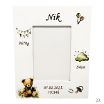 personalizirani okvir za fotografije s medvjedićem i zelenim motivima