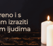 Izražavanje sućuti – tri bijele svijeće i bijele ruže kao simboli sjećanja, mira i podrške u trenucima tuge.