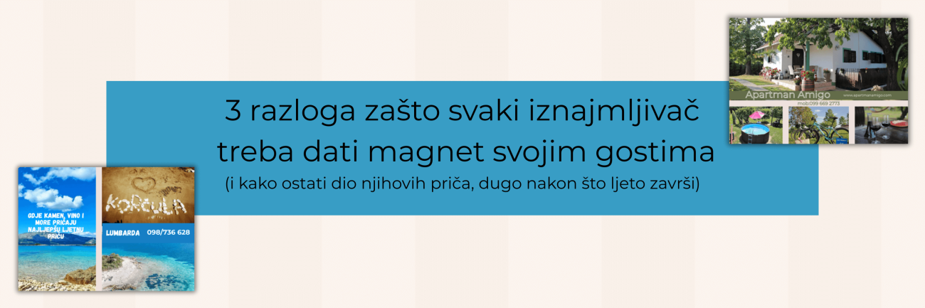 3 razloga zašto svaki iznajmljivač treba dati magnet svojim gostima – prikaz magneta s motivima apartmana na moru i u planini.