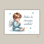 Magnet s ilustracijom anđela i porukom "Neka te čuvaju anđeli" – poklon za krštenje, rođenje i duhovnu zaštitu