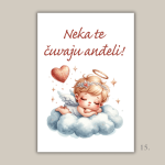 Magnet s ilustracijom anđela i porukom "Neka te čuvaju anđeli" – poklon za krštenje, rođenje i duhovnu zaštitu