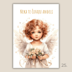 Magnet s ilustracijom anđela i porukom "Neka te čuvaju anđeli" – poklon za krštenje, rođenje i duhovnu zaštitu
