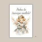 Magnet s ilustracijom anđela i porukom "Neka te čuvaju anđeli" – poklon za krštenje, rođenje i duhovnu zaštitu
