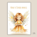 Magnet s ilustracijom anđela i porukom "Neka te čuvaju anđeli" – poklon za krštenje, rođenje i duhovnu zaštitu