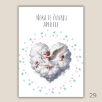 Magnet s ilustracijom anđela i porukom "Neka te čuvaju anđeli" – poklon za krštenje, rođenje i duhovnu zaštitu