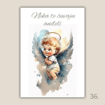 Magnet s ilustracijom anđela i porukom "Neka te čuvaju anđeli" – poklon za krštenje, rođenje i duhovnu zaštitu