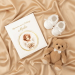 Personalizirani foto album za krštenje s motivom anđela i imenom djeteta.