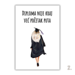 Motivacijski magnet za diplomiranje – ilustracija diplomanta u svečanoj odjeći, simbol uspjeha i novog početka