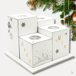 adventski svijećnjak u zlatnim i srebrnim tonovima s kuglicama – ručni rad s rukom pisanim tekstom NADA MIR LJUBAV VJERA