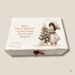 Kutija uspomena s božićnim motivom – personalizirana drvena kutija s djevojčicom Agatom i božićnim stabalcem