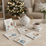 Božićni podmetači za čaše s porukama – personalizirani ručni rad Poklon Dobra Ideja, savršen blagdanski poklon za dom.