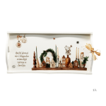 Božićni poslužavnik s motivima pahuljica i natpisom Sretan Božić – unikatni blagdanski poklon