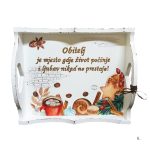 Božićni poslužavnik s rukom pisanim tekstom i blagdanskim motivima