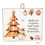 Božićna drvena slika s motivom ljestvi, zvijezda i porukom “Božićna čarolija je u zajedništvu i ljubavi”