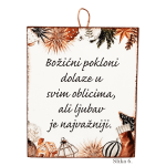 Božićna drvena slika s porukom “Božićni pokloni dolaze u svim oblicima, ali ljubav je najvažniji”
