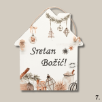 Božićna kućica s natpisom „Sretan Božić“ u rustic stilu