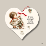 Božićno drveno srce s djevojčicom i porukom “U srcu neka gori svjetlo dobrote” – ručni rad