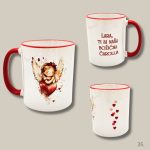 Božićna šalica s božićnim elementima i toplom porukom, idealna za poklon.