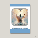 Uspomena na svetu potvrdu – ilustracija Isusa s raširenim rukama i Duhom Svetim, religiozni motiv za krizmu