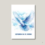 Uspomena na svetu krizmu – bijela golubica u letu, simbol Duha Svetoga i sakramenta potvrde