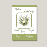 Sedam darova Duha Svetoga – ilustracija golubice i svijeće s ispisanim darovima Duha Svetoga