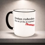 Smiješna rođendanska šalica s natpisom Sretan rođendan žao mi je što je siječanj bankrot sam.