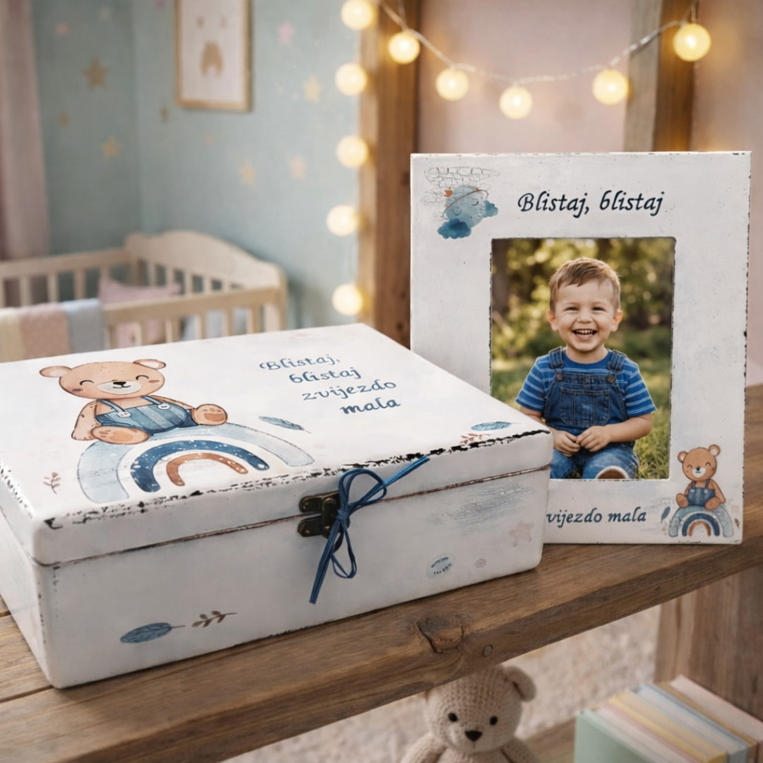 Personalizirana kutija i okvir s motivima za djecu