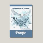 Magnet zahvalnica za krizmu plavi dizajn s golubicom i maslinovom grančicom