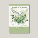 Magnet zahvalnica za krizmu zeleni dizajn s golubicom i lišćem