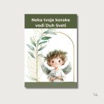 Magnet za prvu pričest s ilustracijom dječaka anđela i natpisom Neka tvoje korake vodi Duh Sveti