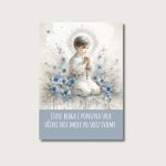 Magnet za krizmu dječak s golubicom u zlatnom okviru i natpisom Neka tvoje korake vodi Duh Sveti