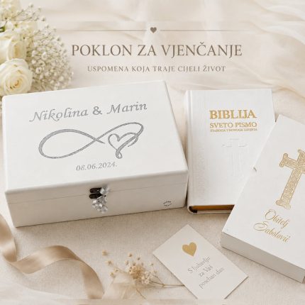 Poklon za vjenčanje – personalizirana kutija uspomena i Biblija za mladence