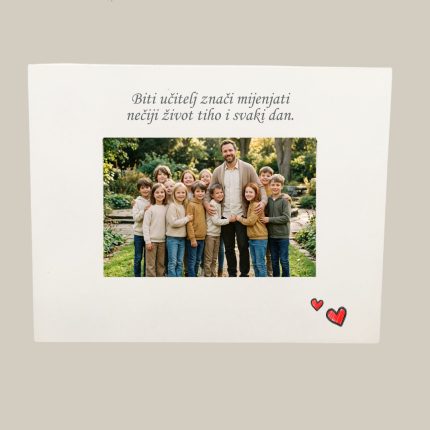 personalizirani okvir za učitelja s fotografijom razreda i porukama učenika